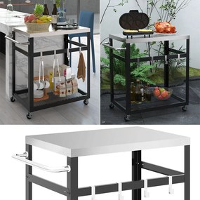 2 szintes rozsdamentes acél grillkocsi