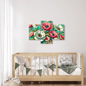 Kép - Virágok kék háttéren (90x60 cm)