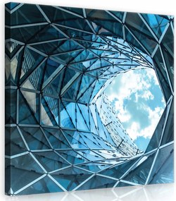Vászonkép 40x40 Építészet geometria ég felhők üveg fém absztrakt