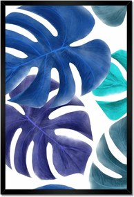 Poszter keretben 40x60 Monstera Levelek Kék