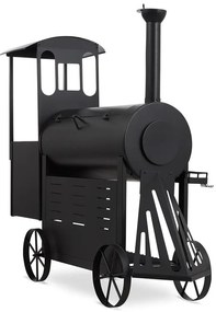 Dampflok, grill füstölővel, 3 mm acél, fekete