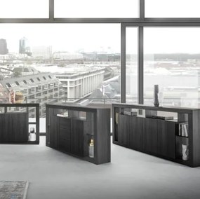 RIMINI komód, kétajtós, háromfiókos – fekete kőris