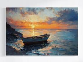 Poszter Tájkép Tenger Tengerpart Hajó Napnyugta 60x40