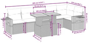 7 részes bézs polyrattan kerti ülőgarnitúra párnákkal