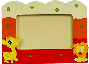 Gyerek fa képkeret 10x15 cm. lábbal 3550 piros