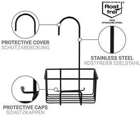 Fekete függő rozsdamentes acél fürdőszobai polc Milito – Wenko