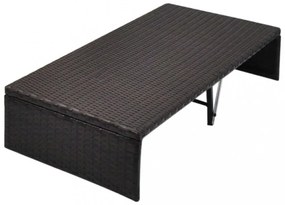 barna polyrattan napellenzős kerti ágy 190 x 130 cm