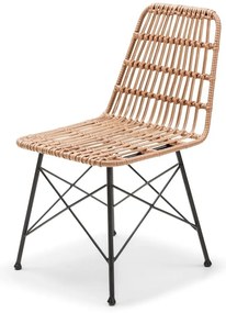 4 db rattan étkezőszék Gabriela és fekete asztal Strong - Bonami Essentials