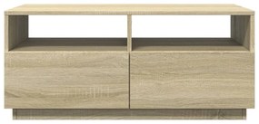 sonoma tölgy színű dohányzóasztal LED-lámpákkal 90x49x40 cm