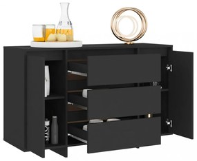 fekete szerelt fa tálalószekrény 3 fiókkal 120 x 41 x 75 cm