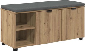 vidaXL Előtér pad Kézműves Tölgy 100 x 38 x 46 cm Műanyag Fa és Szövet