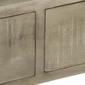 szürke tömör mangófa tálalóasztal sárgarézzel 110x35x76 cm
