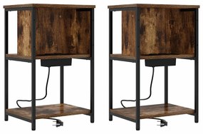 Éjjeliszekrény 2 pcs Füstölt tölgy 38 x 31 x 61 cm Faanyag