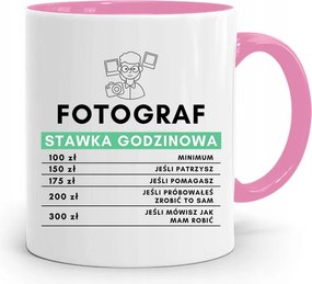 Rózsaszín Bögre Fotósnak Óradíj Nyomtatott Fotóval