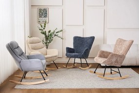 Hintaszék, relaxációs szék kordbársony kárpitozással, sötét szürke