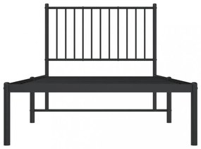 fekete fém ágykeret fejtámlával 90 x 200 cm
