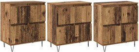 vidaXL Oldalszekrények 3 pcs Régi fa 180 x 35 x 70 cm Faanyag