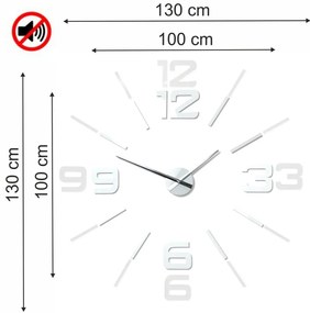 Nagy fehér felragasztható óra, 130 cm