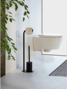 Fekete acél WC-papír tartó állvány WC-kefével Levante – Wenko