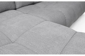 ALMADA balos, L-alakú kinyitható kárpitozott ülőgarnitúra tárolóval, szürke