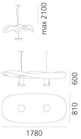 Artemide 1513010A - Csillár zsinóron COSMIC 2xR7s/11W/230V fényezett króm