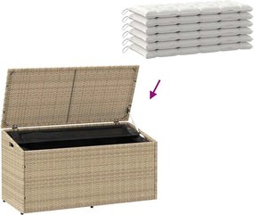 Bézs Színű Polyrattan Kerti Tárolóláda 110 X 50 X 58 Cm