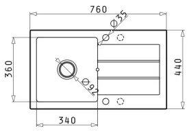 Pyramis 70006701 - NEXT konyhai mosogató 76x44 cm gránit/bézs