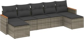 vidaXL 7 részes szürke polyrattan kerti ülőgarnitúra párnákkal