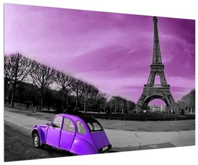 Eiffel torony és a lila autó kép (90x60 cm)