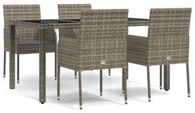 5 részes szürke polyrattan kerti étkezőgarnitúra párnával