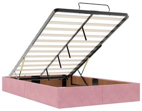 Ottomán ágykeret matracokkal rózsaszín 120x190cm bársony