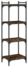 4 szintes füstös tölgy szerelt fa könyvespolc 40 x 30 x 120 cm