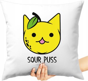 Nyomott Mintás Párna Sour Puss Vicces Cica Szuper Nyomott Mintás Párna
