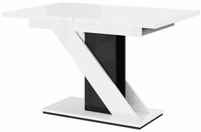 Asztal Goodyear 105Fényes fehér, Fényes fekete, 76x80x120cm, Hosszabbíthatóság, Laminált forgácslap, Laminált forgácslap