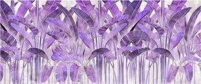 Kép - Lila levelek vakolatban (120x50 cm)