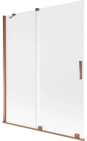 Mexen Velar, 2 szĂĄrnyas eltolhatĂł kĂĄdparavĂĄn 140 x 150 cm, 8 mm-es matt ĂŒveg, rĂłzsaszĂn arany, 896-140-000-31-60