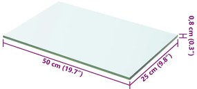 2 db átlátszó üveg paneles polc 50 x 25 cm