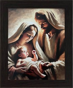 Vászonkép 30x25 Szent Család Jézus Krisztus József Mária Keret Wenge