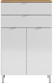 Mauresa fehér szekrény tölgyfa díszítéssel, magasság 97 cm - Germania