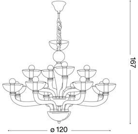 Ideal Lux - Csillár láncon CASANOVA 16xE14/40W/230V átm. 120 cm szürke
