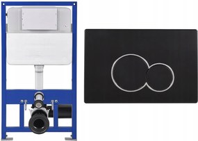 AquaTech Slim Wc Szerelőkeret szett 8cm mély Simba gomb matt fekete