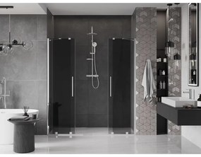 Mexen Velar Duo, tolózuhanyajtó 200 cm-re nyitható, 8 mm-es szürke üveg, króm, 871-200-000-42-01