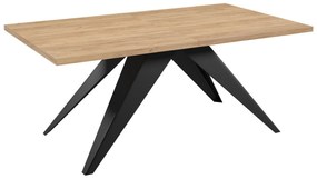 Asztal Oswego 113Fekete, Kézműves aranytölgy, 76x80x140cm, Hosszabbíthatóság, Laminált forgácslap, Fém