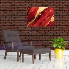 Üveg kép - Vörös-arany márvány (70x50 cm)