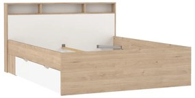 Natúr színű ágyneműtartós franciaágy ágyrács nélkül 160x200 cm tölgyfa dekorral Ikast – Tvilum