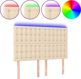 vidaXL krémszínű szövet LED-es fejtámla 144x5x118/128 cm