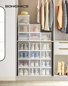 Zárható cipőtároló, cipős dobozok, 18 db-os csomag, fehér