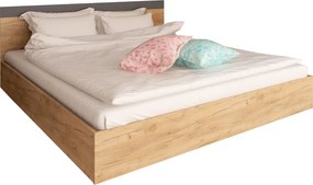 Dupla ágy, 160x200, tölgy artisan/grafit, GABRIELA