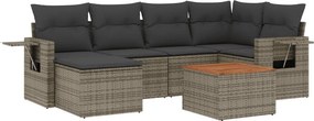 vidaXL 7 részes szürke polyrattan kerti ülőgarnitúra párnákkal