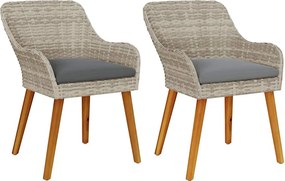 vidaXL Kerti Szék 2 pcs Világosszürke 62.5 x 55 x 82 cm polirattan